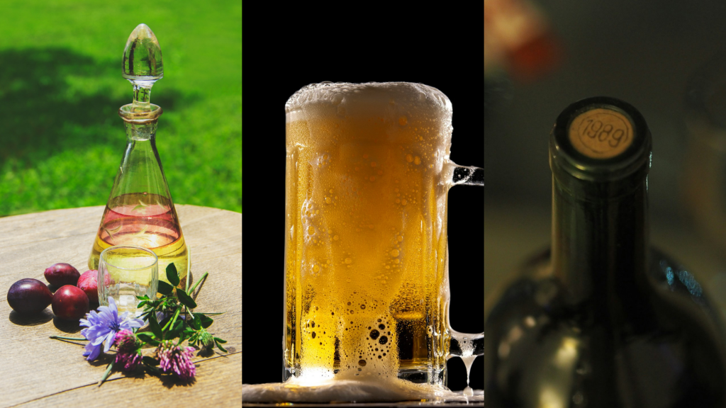 Rakija, pivo, vino kompozit