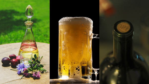 Rakija, pivo, vino kompozit